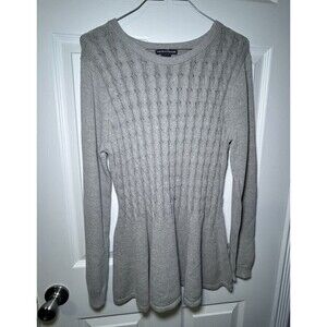 Chelsea & Theodore Women's Size Large Grey Cable Knit Flair Bottom Sweater NWOT